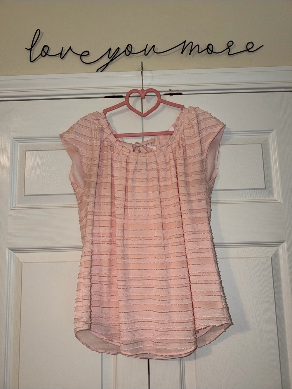 LC Lauren Conrad Light Pink Short-Sleeve Textured Blouse